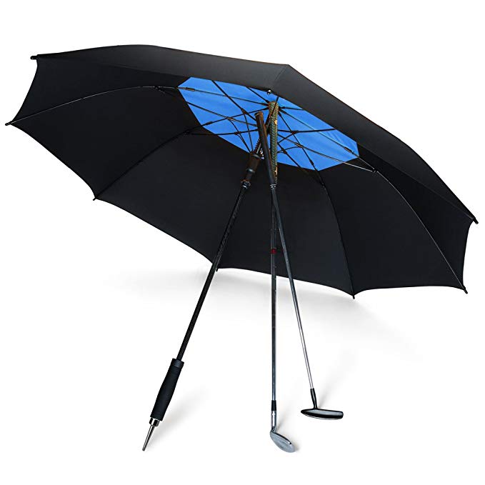 DAVEK GOLF UMBRELLA - Extra Large Double Canopy Umbrella, 62 Inch Coverage with Automatic Open, Windproof Tested 60 MPH
