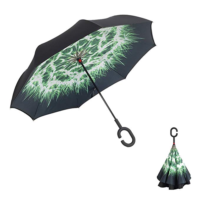 ELOVTOP Inverted Umbrella, Windproof Cars Double Layer Folding Reverse Umbrella