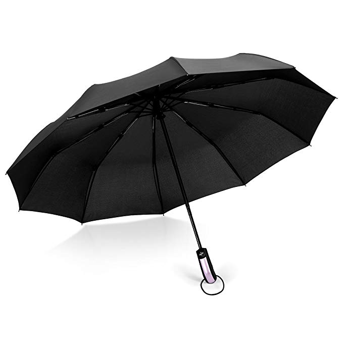 PROKING Umbrella, Windproof Umbrella(60 MPH) Travel Umbrella Compact Automatic Open and Close Umbrella 10 Ribs Golf Umbrellas One Handed Operation with Lightweight Umbrella(Navyblue/Black)