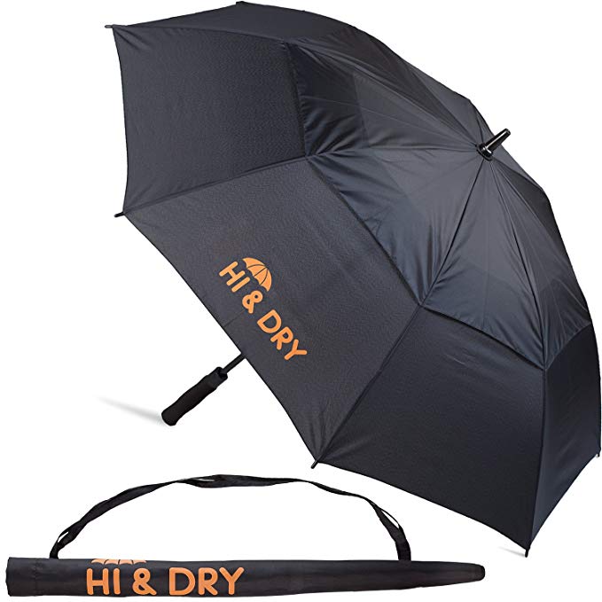 Hi&Dry Classic Windproof Golf Umbrella | Super Strong Umbrella | Double Layer Lightweight Umbrella | Automatic Open Umbrella | Classic 48-Inch Fiberglass Umbrella Umbrella