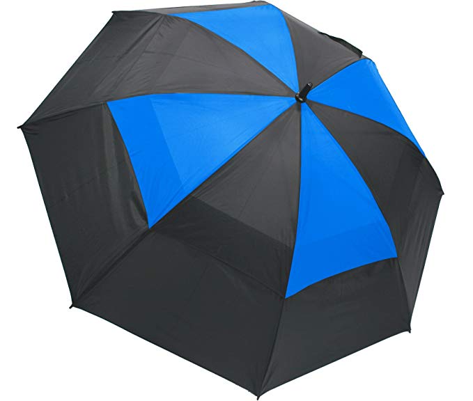 62” Wind-Cheater Vented Double Canopy Windproof Golf Umbrella (Black/Blue)