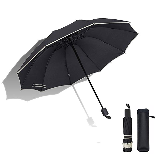 Wonsain Compact Travel Windproof Waterproof Golf Outdoor Umbrella, Auto Open Close Button Portable Folding Umbrellas For Women Men Kids