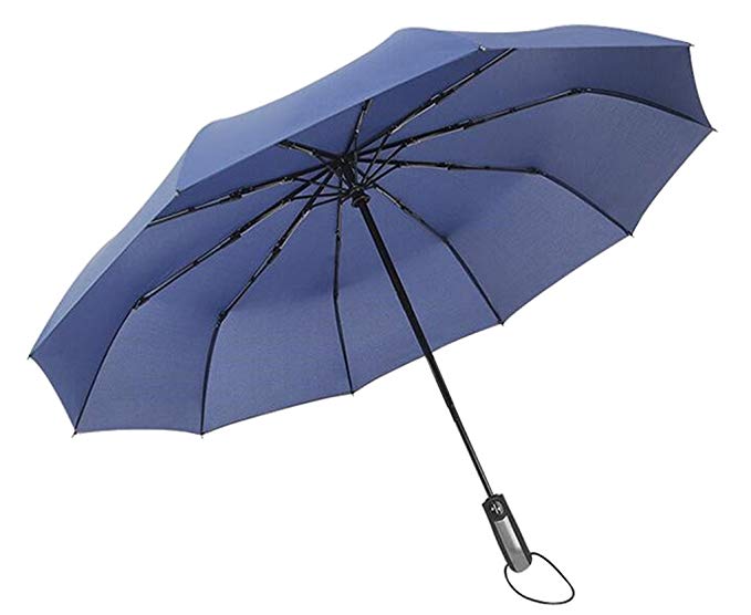 Funs Fully-automatic Folding 10-Rib Strong Windproof Three-folding Business Umbrella Lightweight for One Handed Operation