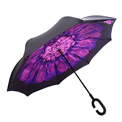 HENNISON® Windproof Reverse Folding Double Layer Inverted Umbrella and Rain Protection Umbrella with C-shaped Hands Free Handle, Best for Travelling and Car Use