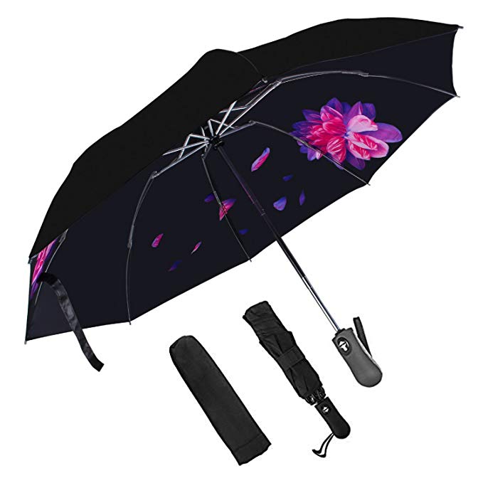 iVict Patio Reverse Inverted Windproof UV Protection Reverse Folding Travel Golf Outdoor Umbrella- Auto Open Close