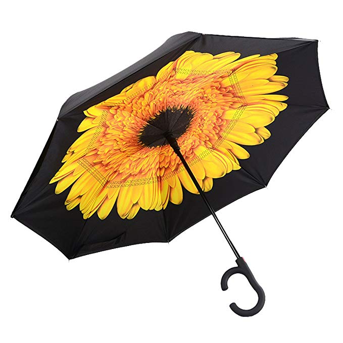 DOLIROX Auto Open Inverted umbrella Automatic Open Rain Umbrella Windproof Reverse Umbrella with Self Standing Inside Out function and C-shaped Hands Free Handle, Best for Travelling and Car Use