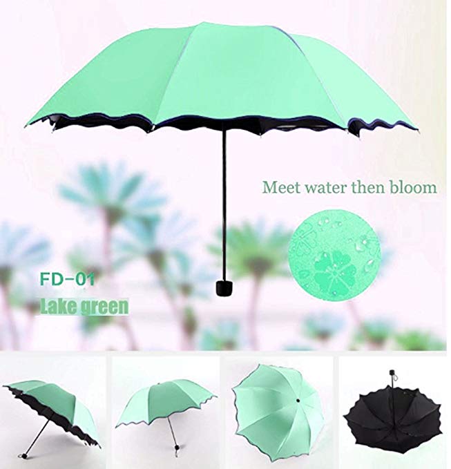 Colorful Life Travel Umbrellas for Women,Sun Umbrellas for Women,Compact Umbrellas for Rain and Wind with Met Water Begin Bloom and One Handed Operation.