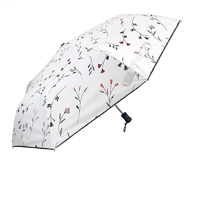 Folding Travel Umbrella Compact Rain Umbrella Windproof for Women Automatic Open/close Beautiful Durability Butterfly flower Umbrellas with UV Protection