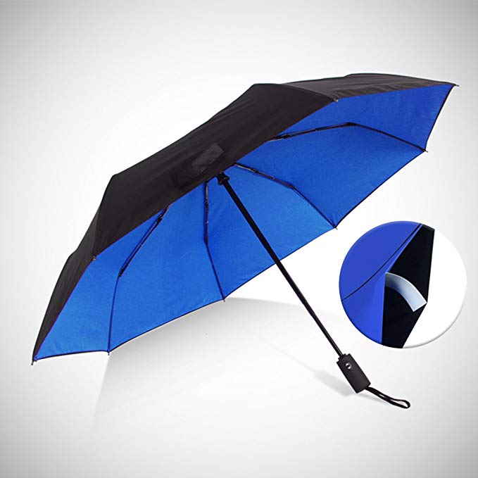 Haomax Travel Windproof Umbrella,Auto Open and Close with Teflon Coating,Double Canopy Construction Folding Compact Umbrellas for man/woman