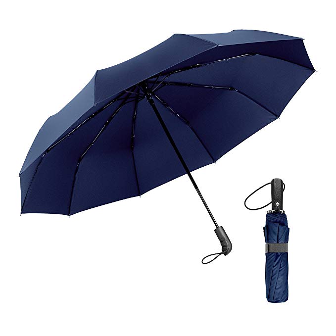 BOY 54inch Large Umbrella, Automatic Umbrella, Windproof, 10-Ribs, Fast Dry, UV Protection Canopy